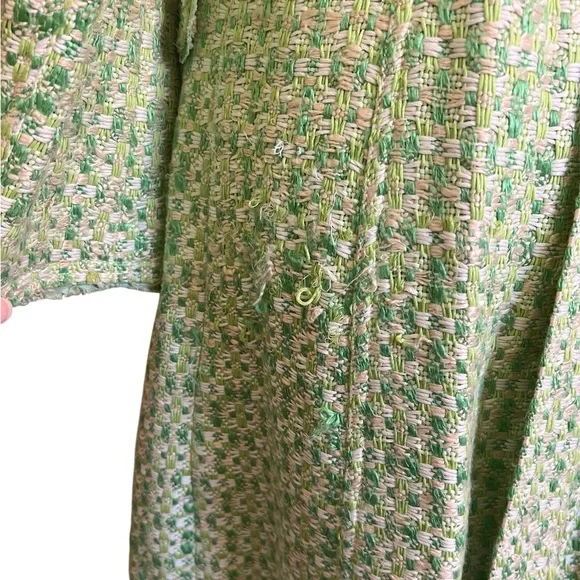 Vintage Lime Green Tweed Duster Trench Coat ASO Lorelai Gilmore Girls - Picture 10 of 12
